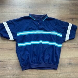 Members Only vintage Navy Blue Striped Polo Shirt ! Large